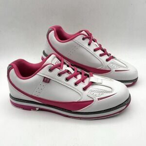 Brunswick Curve Pink & White Womens Bowling Shoes Size 8 Leather Lace-up